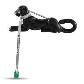Cartier Panthere 18K, Diamond, Emerald, Hematite Brooch