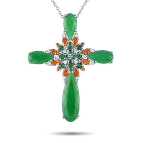 Pasquale Bruni Diamond, 18K, Jade and Garnet Necklace