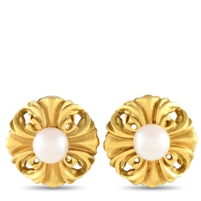 Lagos 7mm Pearl and 18K Yellow Gold 0.75" Ear Clips