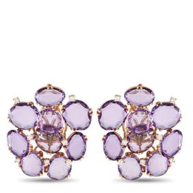 Casato 0.28ctw Diamond, Amethyst, and 18K Earrings
