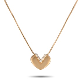 Louis Vuitton 18K and 0.15ctw Diamond V Heart Necklace
