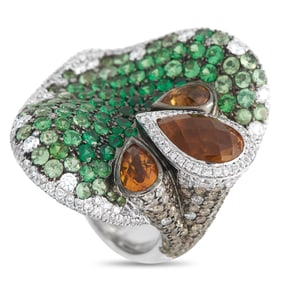 Maggioro 10.73ctw Tsavorite, Citrine, & Diamond Ring