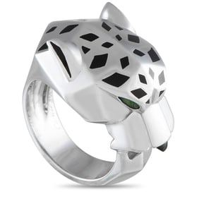 Cartier Panthere 18K White Gold and Lacquer Ring