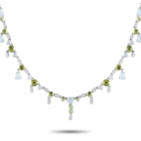 Bucherer Aquamarine, Peridot, Diamond 18K Necklace