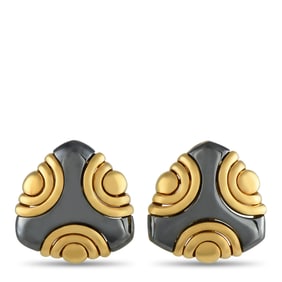 Bvlgari 18K Yellow Gold and Hematite Earrings