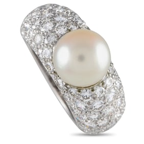 Cartier Juliette 3.00ctw Diamond, 9mm Pearl and 18K Ring