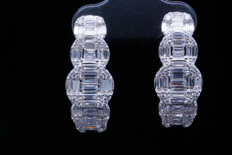 2.00ctw VS2-SI1/G-H Diamond and 18K Hoop Earrings: 2.00ctw VS2-SI1/G-H Diamond and 18K White Gold 1" Hoop Earrings - These lovely hoop earrings are crafted in 18k white gold and are embellished with approximately 2.00ctw VS2-SI1/G-H round and