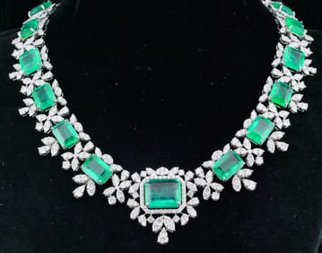 50.90ctw Emerald, 17.00ctw Diamond, 18K Necklace ($203,000 Appraisal)