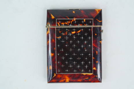 Victorian Burl Wood Calling Card Case W/Pinwork Inlay: Victorian Burl Wood Calling Card Case W/Pinwork Inlay - This calling card case from the 1800s showcases the rich grain and depth of polished burl wood. The rectangular case features a refined beveled-