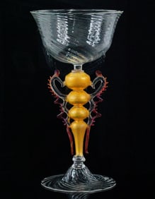 Venetian Hand-Blown Art Glass Goblet