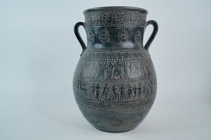 Handmade Greek Blackware-Style Ceramic Vase