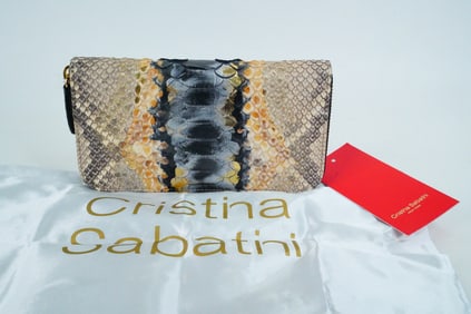 Cristina Sabatini Metallic Python Leather Camilla Wallet