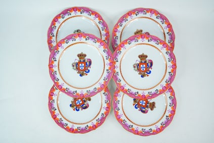 Lot of (6) Portuguese Royal Armorial Porcelain Plates