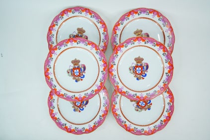Lot of (6) Portuguese Royal Armorial Porcelain Plates