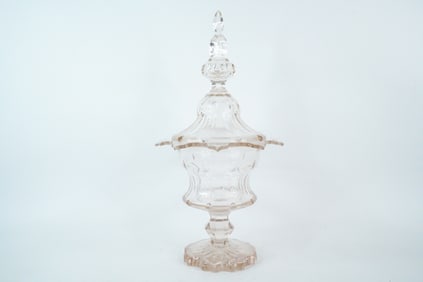 Antique Early 20th Century Crystal Lidded Urn
