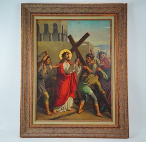 Late 19th to Early 20th Century Religious Oil Painting