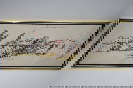 Disney H. Ryman "Frontierland" Concept Art: Disneyland Herbert Ryman Original "Frontierland" Design Concept Illustration From the Estate of Stan Jolley - This piece is an original ink and colored pencil concept illustration of the "Frontierland