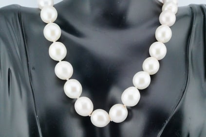 12mm-13.5mm Pearl 20" Necklace W/Gold Vermeil Clasp