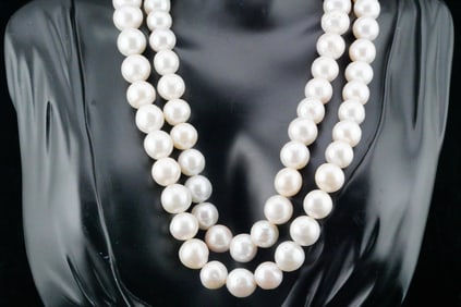 10mm-12mm Pearl 32" Necklace W/Gold Vermeil Clasp