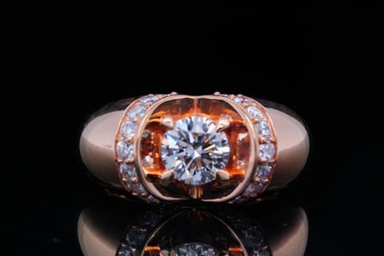 1.00ct Lab Grown Diamond, 0.50ctw Diamond and 18K Ring