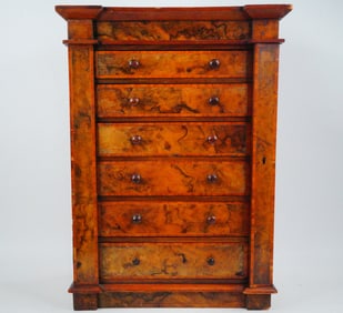 Antique Burl Wood Miniature Chest of Drawers