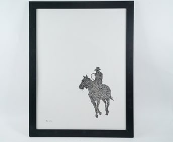 Kyle Leblanc "Cowboy Rider" Pointillist Ink Drawing