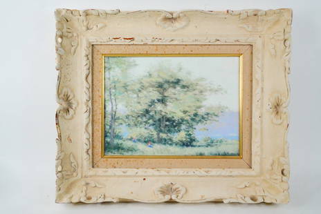 Andre Gisson Impressionist Landscape Oil on Canvas: Andre Gisson (American, 1921-2003) Impressionist Landscape Oil on Canvas Painting (Framed) - A delicate and atmospheric landscape painting attributed to Andre Gisson, a 20th-century American impressio