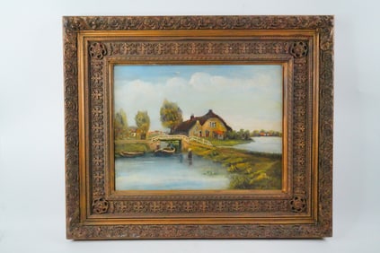 Jan Knikker (1889-1957) Oil on Canvas Cottage Scene