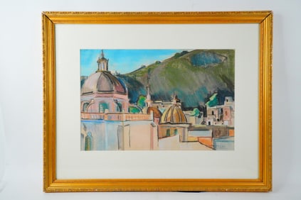 Florence Alston Swift European City Pastel on Paper