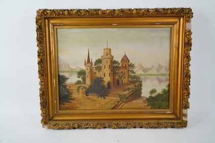 John F. Cathcart 1908 Castle Landscape Oil on Canvas
