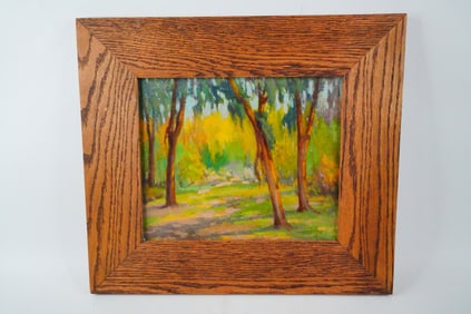 California School-Forest Light Oil on Board Painting