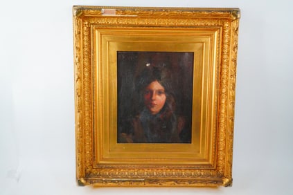 19th C. Continental School: Oil on Canvas Portrait