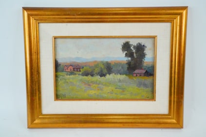 Maude A. Leach (1870-1927) Oil on Board Landscape