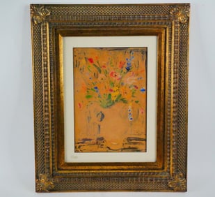 Still Life with Flowers in a Vase, Signed "C.O." 1959