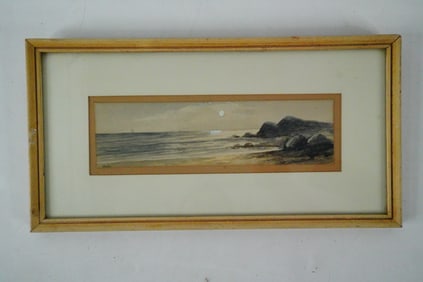 Signed Coastal Watercolor Seascape (Framed)