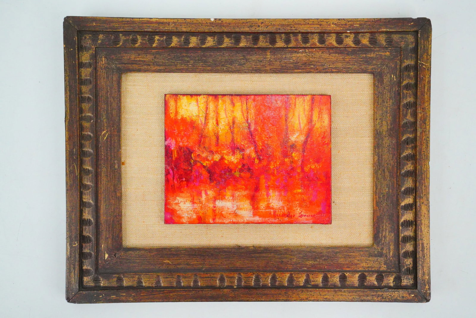 Alexander Larick Abstract Woodland in Red, Oil on Board (1 of 6)