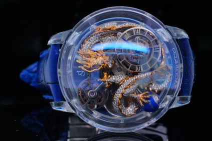 Fantasy Dragon Tourbillon-Style Watch W/Diamonds