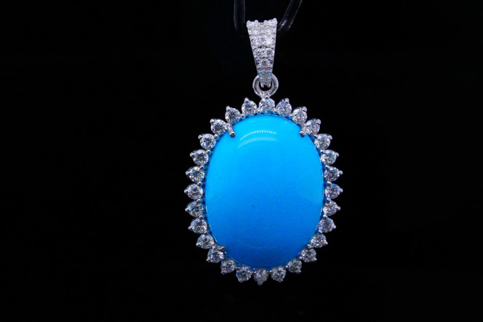 13.00ct Turquoise, 1.00ctw Diamond and 18K Pendant (1 of 5)