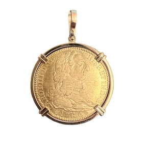1786 Spanish 4 Escudos Gold Coin Mounted in 18K Gold