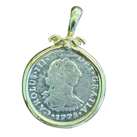 El Cazador Shipwreck 1778 1 Reales Silver Coin in 18K Gold