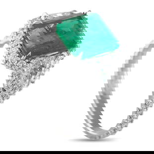 Kwiat 3.85ct Emerald, 1.00ctw Diamond and Platinum Ring: Kwiat 3.85ct Emerald, 1.00ctw Diamond and Platinum Ring - Add a stylish pop of color to any ensemble with this Kwiat ring. Simple and elegant, the Platinum setting is elevated by sparkling Diamonds to