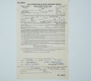 Barbra Streisand Signed March 1961 AGVA Contract