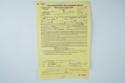 Barbra Streisand Signed June 1961 AGVA Contract
