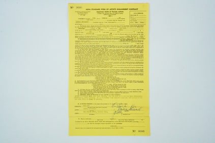 Barbra Streisand Signed October 1962 AGVA Contract