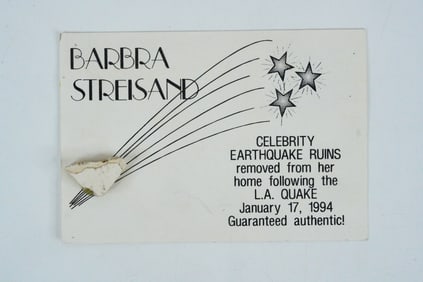 Barbra Streisand Piece of Home Earthquake Rubble