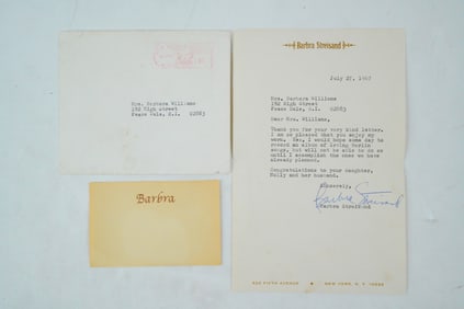 Barbra Streisand Signed 1967 Letter W/Original Envelope