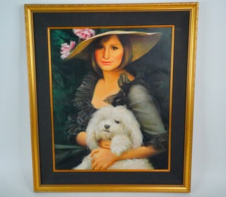 Portrait of Barbra Streisand with Dog, Artist Signed