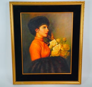Portrait of Barbra Streisand with Roses, Artist Signed