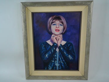 Portrait of Barbra Streisand Oil Painting by S. Pimon