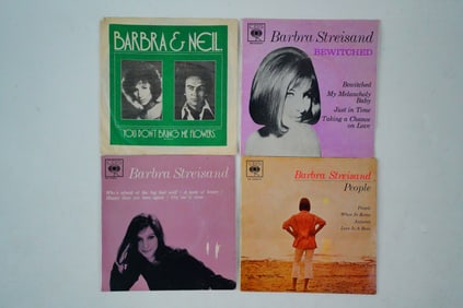 Lot of 4 Barbra Streisand 45 Vinyl Records